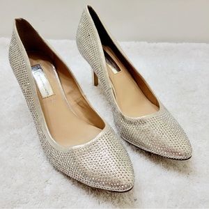 Inc silver with rhinestones low heels 7